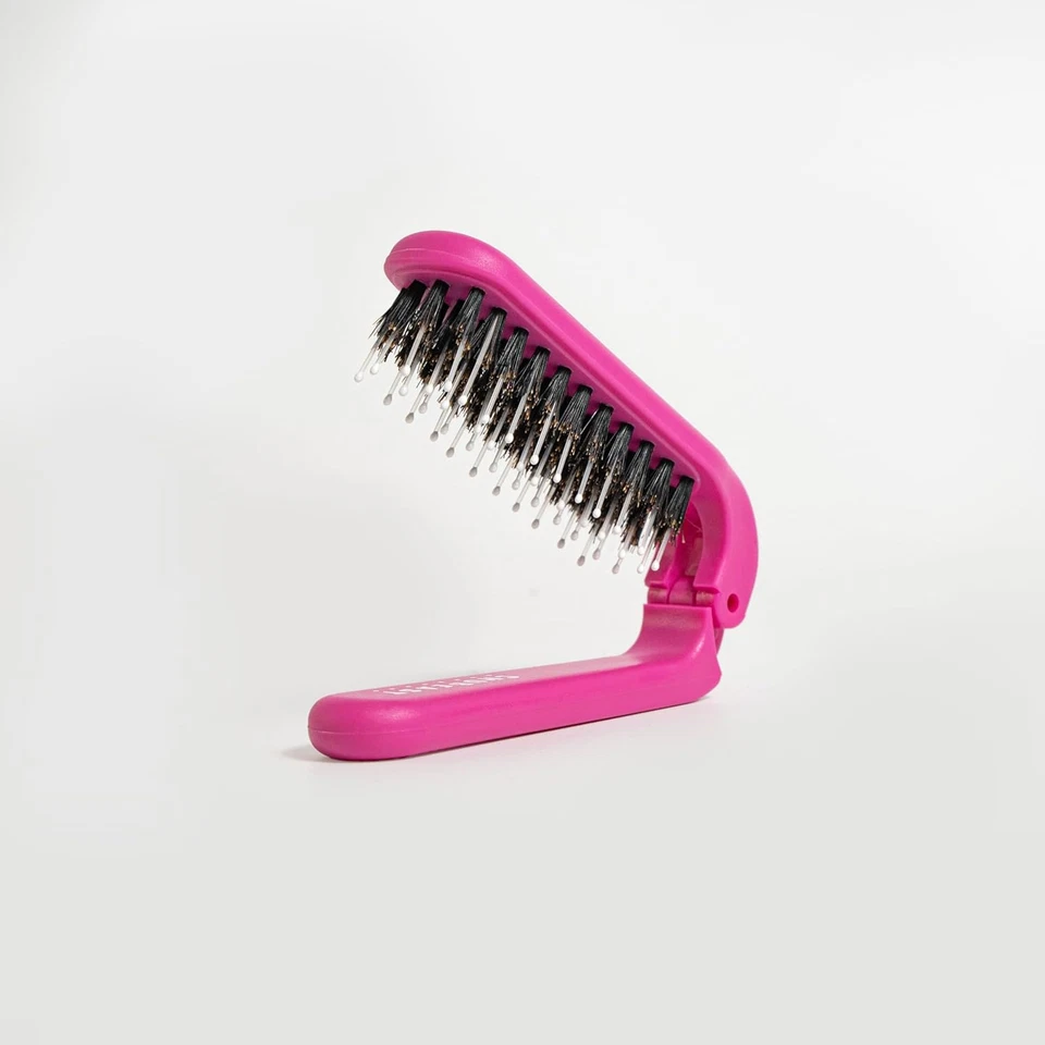 Uffy Travel Hair Brush, Mini Folding Hairbrush Comb with Boar Bristles for Women - Image 2 of 4