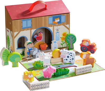 HABA Play World at The Farm Play Set - Barn and Animal Farm Toys for Toddlers...