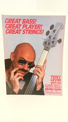 TONY LEVIN - MUSICMAN STINGRAY BASS GUITAR  11X8 - PRINT AD.  n1