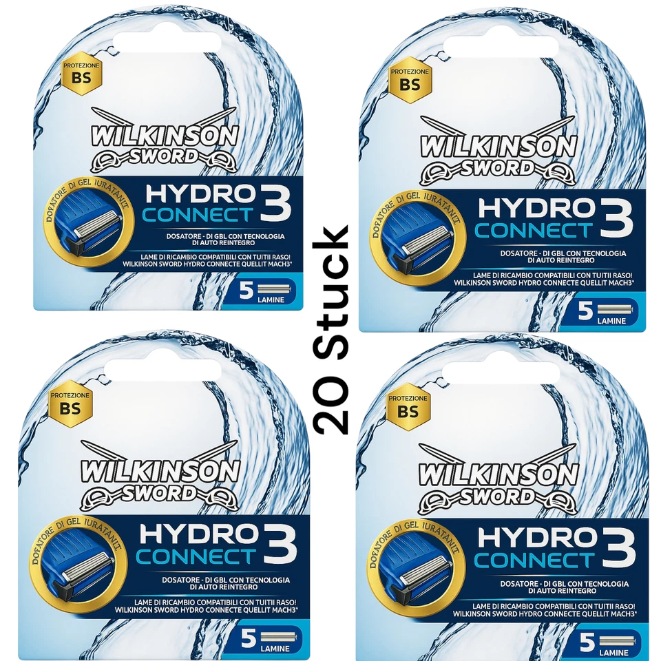 WILKINSON SWORD Wilkinson Hydro Connect 3 hojas de afeitar 20 unidades DHL envío Gillette compatible