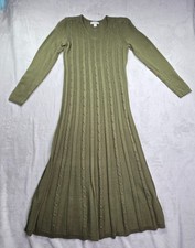 Coldwater Creek Green Cable Knit Sweater Dress Women’s Medium Long Sleeve