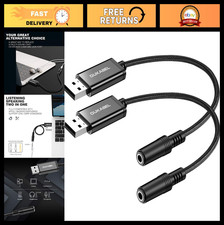USB to 3.5mm Audio Adapter - 2 Pack Aux Cable with Mic Support for PC, PS4, PS5