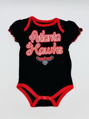 NBA Atlanta Hawks Girls Black & Red One Piece Bodysuit Creeper Sz 0-3M
