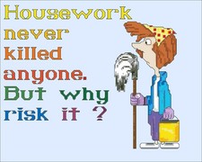 Killer Housework Chart Counted Cross Stitch Patterns Needlework DMC Color DIY