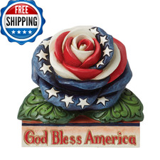 Enesco Jim Shore Heartwood Creek Gnome Patriotic Rose Miniature Figurine- Resin
