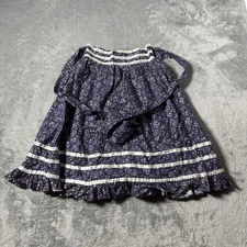 Vintage GUNNE SAX Youth Girls Blue Floral Prairie Skirt Belted Waist Size 7