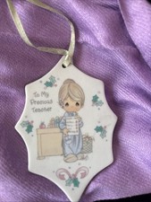 Precious Moments . Precious Teacher Christmas/Holiday Ornament. 1996 W/Message. 