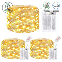 LED Lichterkette 5M 50Er Micro Draht Warmweiß Batteriebetrieben Mit Timer 3