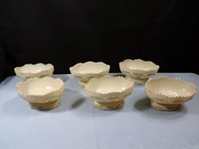 Set of 6 Northwood Custard Glass Chrysanthemum Sprig Berry Bowls