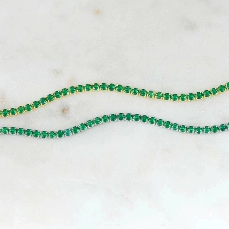 Tobillera de tenis para mujer 7 quilates corte redondo creada en laboratorio con acabado de oro amarillo de 14 quilates Foto 3 de 4