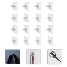 16 Pcs Transparent Shelf Pegs Nail Free Adhesive Brackets for Wardrobe