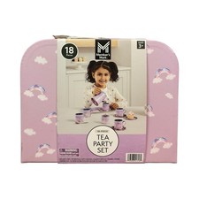 Member's Mark 18-Piece Pretend Play Tin Tea Party Set with Carrying Case