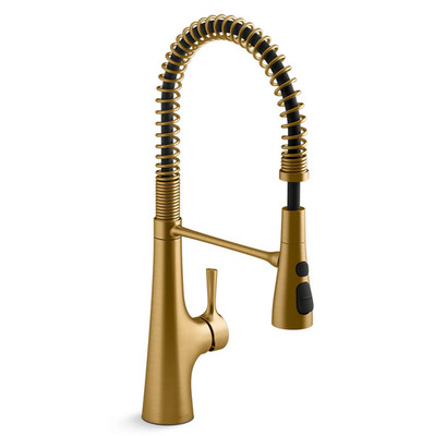 Kohler K-24662-2MB Tempered Semi-Pro Pull Down Kitchen Sink Faucet Brushed Brass