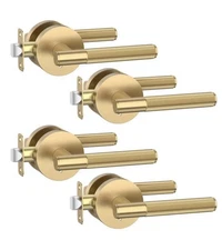 Asidrama 4 Pack Champagne Bronze Privacy Door Handles Door Lever W Knobs