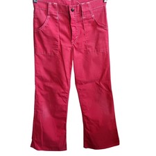 True Vintage Bellbottom Pants 26x26 70's Red Hippy Cotton Flare Patch Pockets