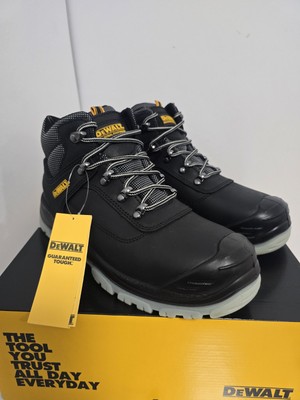 Mens DeWalt Safety Boots Laser Black Leather Work Shoes Steel Toe
