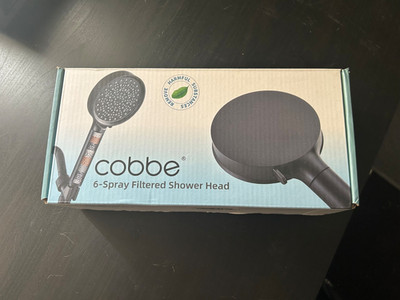 Cobbe Hand Shower Head Matte Black 6 Spray Modes Round with Filter & Hose *NEW