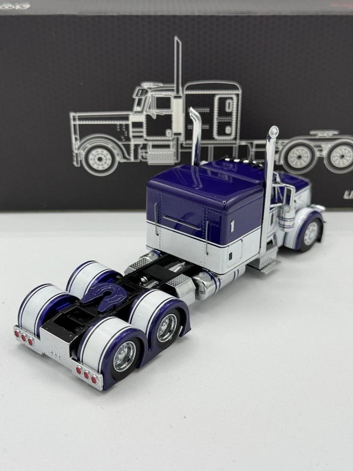 596 The Classic Peterbilt 379 Custom Semi Truck Purple White 1:64 Diecast Model - Image 4 of 4
