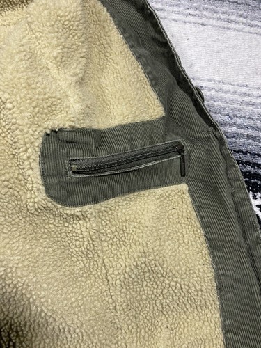 Columbia Sherpa Lined Corduroy Jacket Coat Womens Sz M Green Zip Pockets - Picture 11 of 13