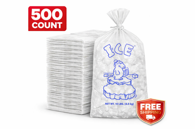 #ad 10 lb Ice Bags Drawstring Clear Plastic Heavy Duty 100 500 1000 Bulk FAST SHIP $47.99