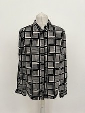 Jaeger 100% Silk Monochrome Print Shirt Size 12 - Immaculate Condition