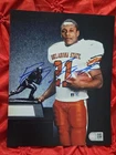 BARRY SANDERS #21 HAND SIGNED AUTOGRAPHED 8X10 PHOTO OKLAHOMA STATE COWBOYS COA