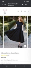 Son de Flor XS Black Linen Midi Dress Peter Pan Collar Pockets Classic