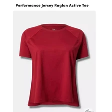 Tru by Torrid Women's Active Tee Performance Jersey Raglan Top Rhubarb Red