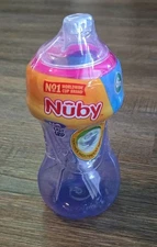 Nuby Trainer Sippy Cup Easy Grip No Spill Soft Flex Spout, 10oz 300ml - Blue NEW