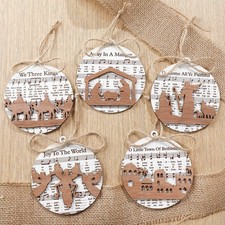 24 Pcs Christmas Nativity Scene Story Wooden Ornaments Gift Set Bulk Christ