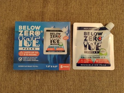 5 Pack Below Zero Reusable Ice Packs for Lunch Coolers - 7.5'' x 6.5''