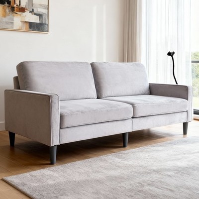 Modern Loveseat Sofa Recliner Linen Removable Cover Gray 78''