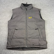Jack Wolfskin Gilet Mens Large Grey Down Fill Puffer Vest Bodywarmer Padded Coat