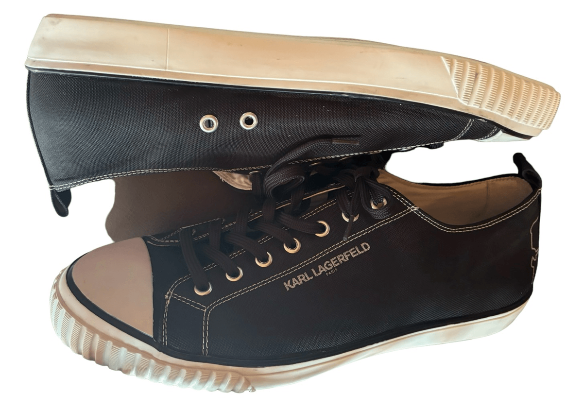 Karl Lagerfeld Round Toe Lace Up Sneakers in Black NWOT Size 