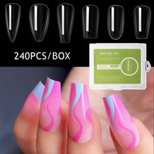 240Pc Long Ballerina Coffin Full Cover Artificial False Nail Tips Press on Nai