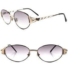 Designer Fashion Oval Tinted Lens Gold Womens Bifocal 1.25 Reading Sun Glasses