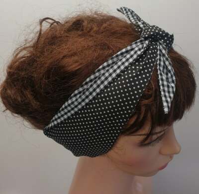 Women reversible headband self tie head scarf tie up hair scarf retro head wear
