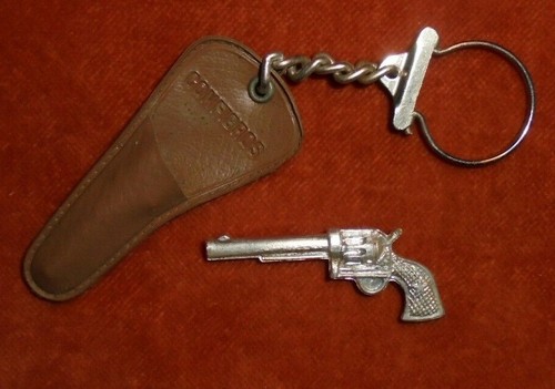 Porte-clés Revolver Long Course Pistolet Argenté - Pendentif Charm Métal - Neuf Avec étiquettes