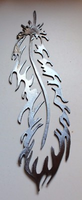 Fancy Feather - Metal Wall Art - Silver 16'' x 4''
