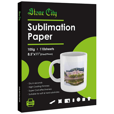 Sublimation Paper 8.5x11 110 Sheet 105g Inkjet Printer Heat Transfer StoneCity