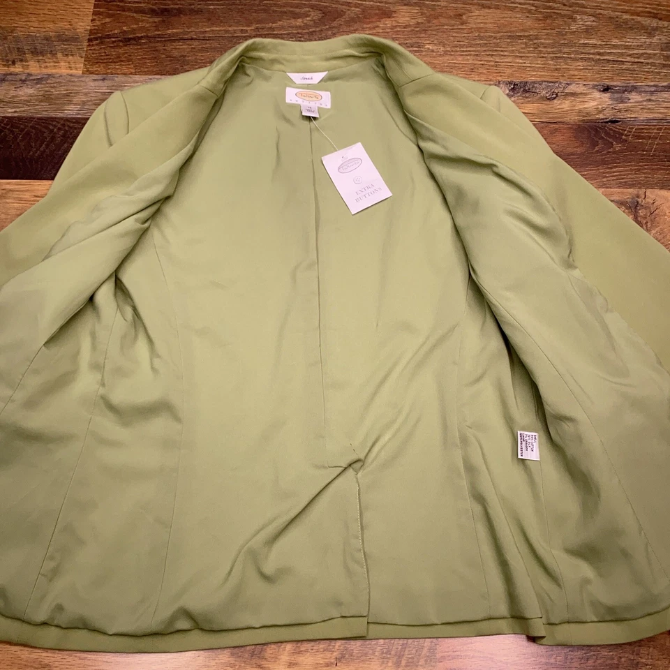 Blazer Talbots Petites 12 Verde Seda Elastizado Carrera Nuevo Foto 3 de 4