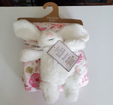 Modern Baby Reversible Blanket Bunny Set. NWT.