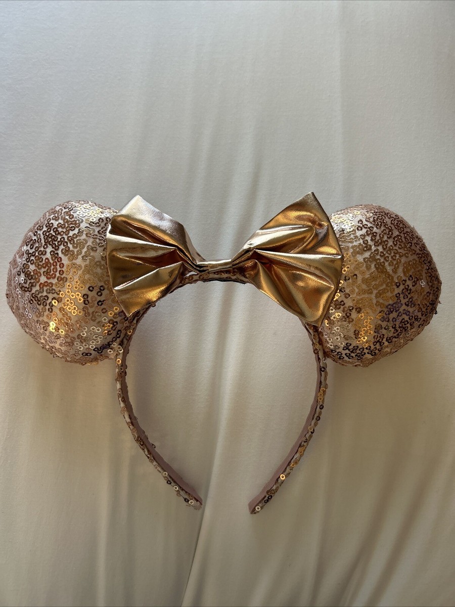 NWOT Tokyo Disney Rose Gold Sequin Mickey Minnie Mouse Ears Headband Disney Minnie Mouse Ears Headband Rose Gold Sequin Blush  main image 4