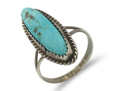 Navajo Handmade Ring .925 Silver Southwest Turquoise Native Artist C.80's