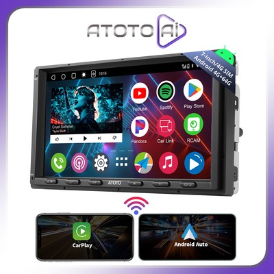 Double-DIN 4G+64G 7'' Wireless Carplay Stereo Head Unit Radio SiriusXM MP4 GPS