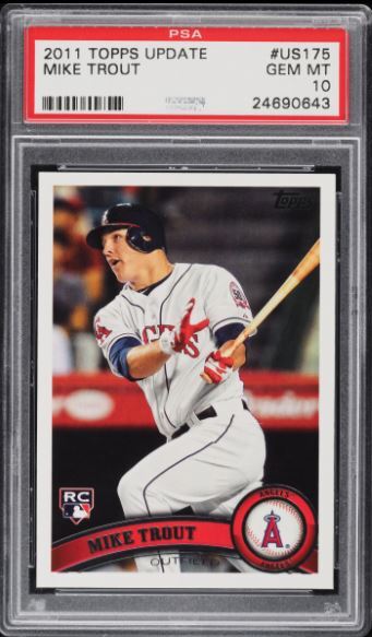 2011 Topps Update #US175 Mike Trout Angels RC ICONIC Rookie Card PSA 10 GEM MINT