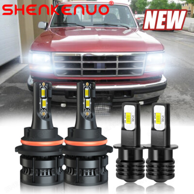 For Ford F150 1995-1996 6000K LED Headlight High Low + Fog Lights Bulbs 4pc