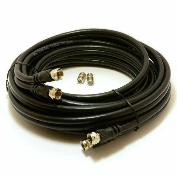 kenable Twin Satellite MOULDED F Type Plug to Socket Rg6 Extension