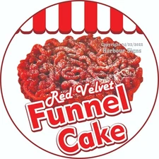Red Velvet Funnel Cake DECAL (Choose Size) Concession Food Truck Circle Sticker