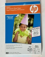 Premium HP Photo Paper Inkjet Glossy 60 Sheets 4" x 6"  10 mil New Sealed